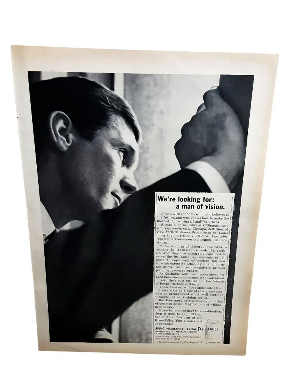 1966 Equitable Life Insurance Man of Vision Vintage Business Print Ad